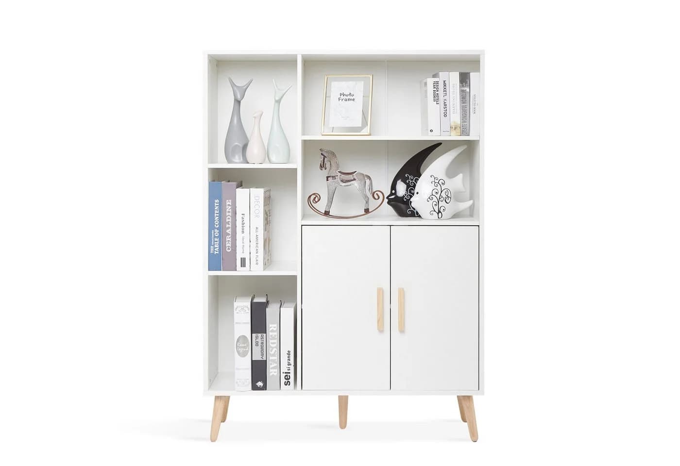 Mondeer Kommode Sideboard, Lagerschrank mit 2 Türen und 5 Fächern, Holz - Bild 4