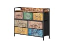 Mondeer Kommode Schubladenschrank mit 7 Blumenstoff Schubladen aus Vliesstoff, mit Metallrahmen Bild 2