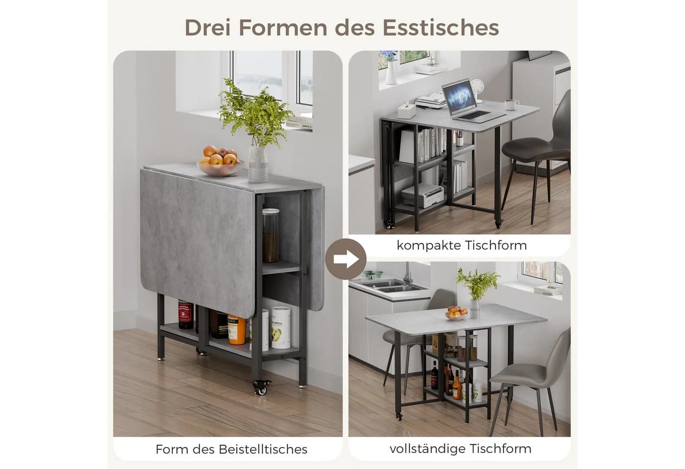 Mondeer Klappbarer Esstisch 120cm Metallgestell - Bild 4