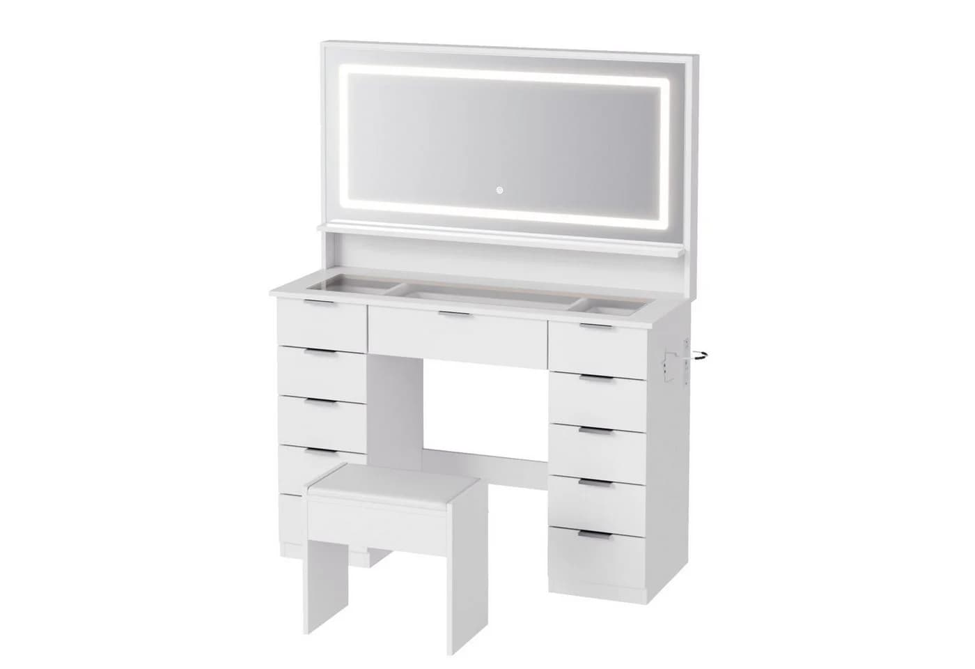 Mondeer Schminktisch-Set mit Hocker, LED & 11 Schubladen - Bild 3
