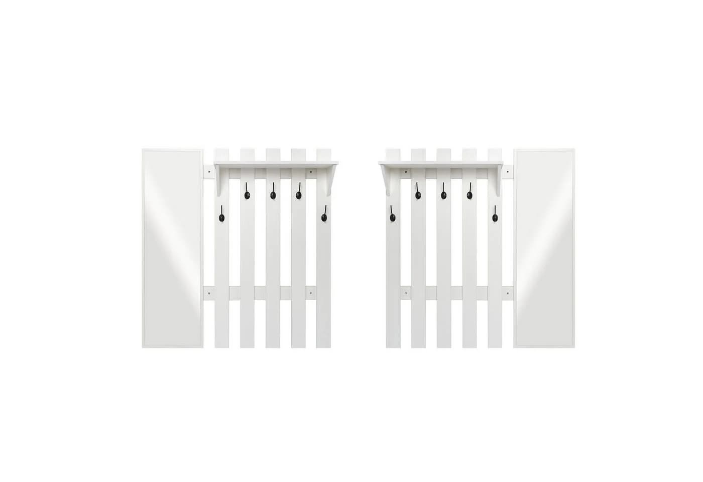 Mondeer Garderoben-Set (2-St) mit Schuhbank, Garderobenpaneel mit Spiegel und 5 Haken - Bild 4