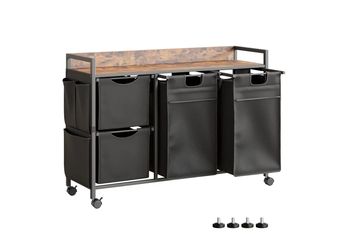 Mondeer Wäschekorb Metallgestell 4 Säcke 150L Schwarz - Bild 2