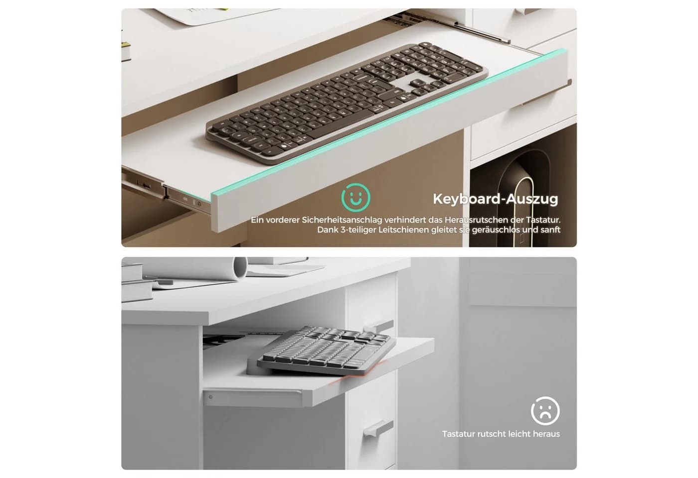 Mondeer Schreibtisch Computertisch mit 2 Schubladen & Tastaturauszug - Bild 4