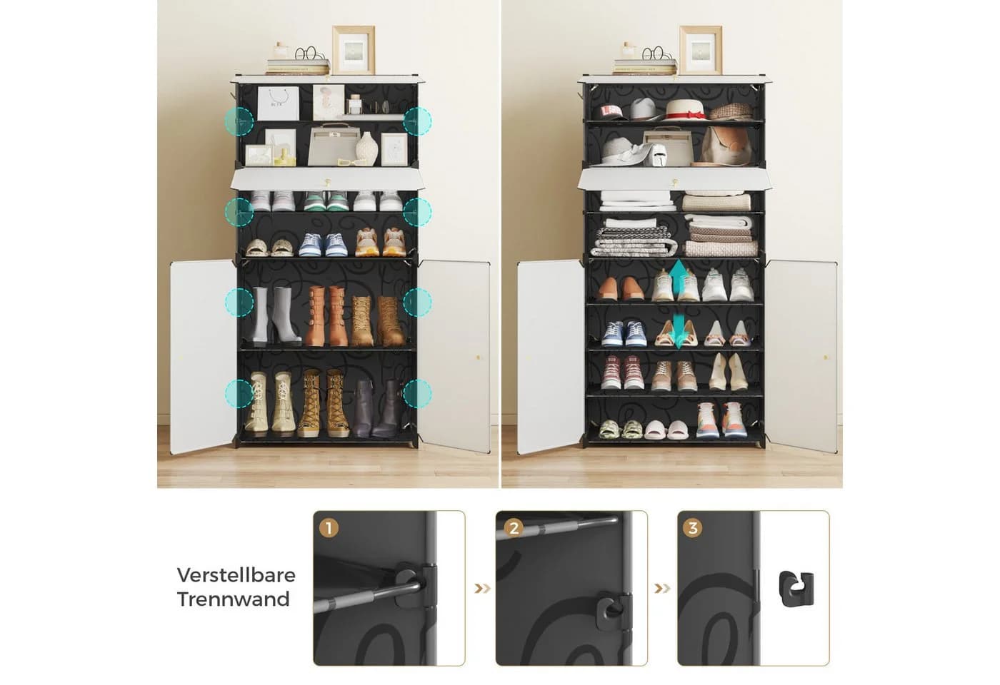 Mondeer Schuhregal Schuhschrank Kunststoff Platzsparend 8 Ebenen - Bild 5