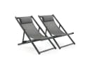 Mondeer Gartenliege Liegestuhl Klappbar 2 St. Schwarz Aluminium Bild 2