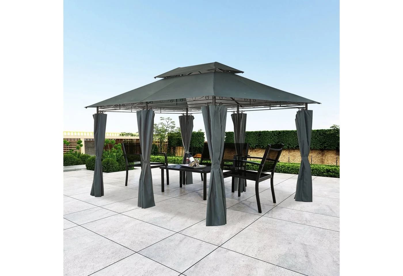 Mondeer Gartenpavillon 3x4m mit Seitenteilen und Metallrahmen - Bild 2