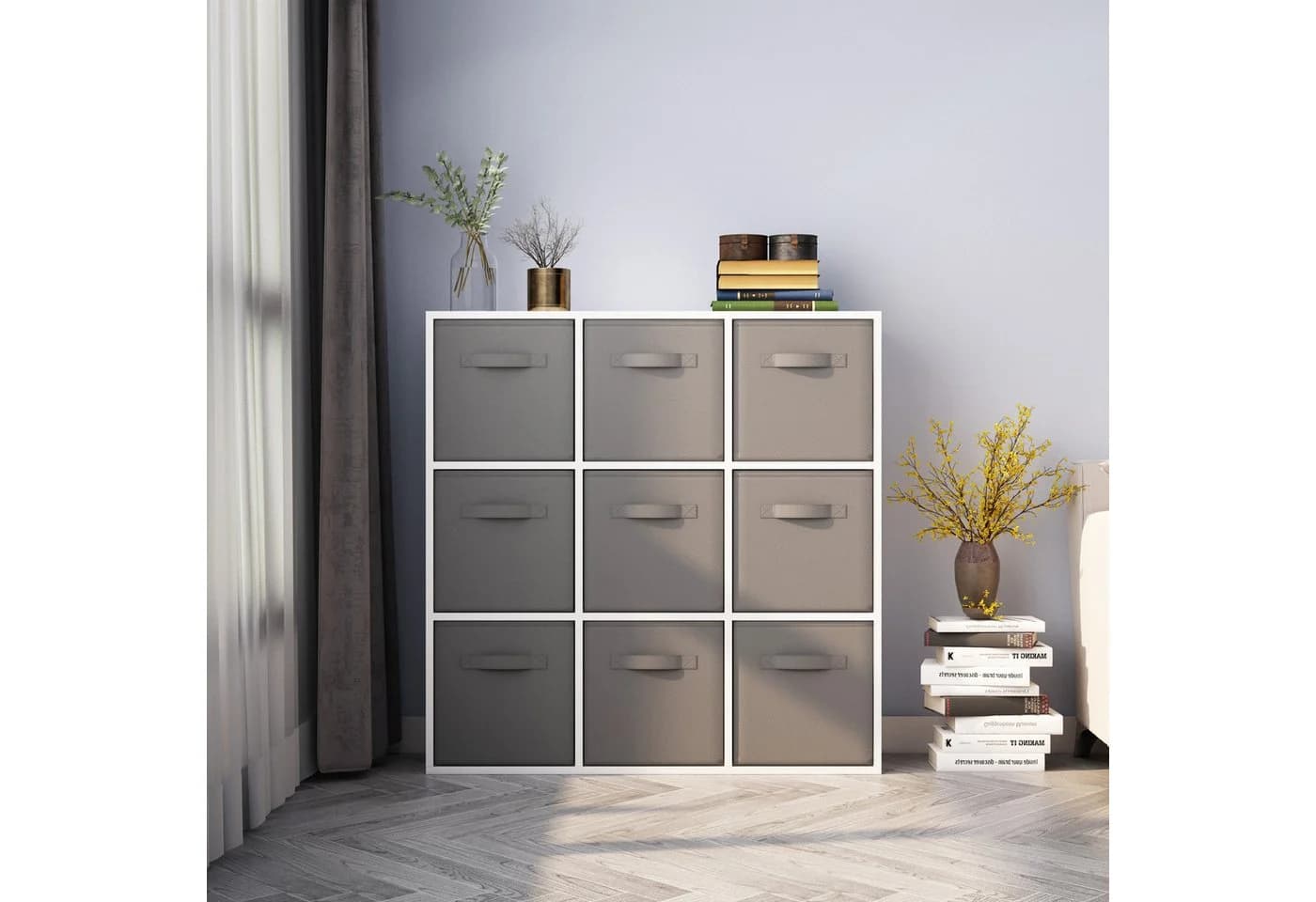 Mondeer 9er-Würfelregal mit Stoffboxen Weiß - Bild 4