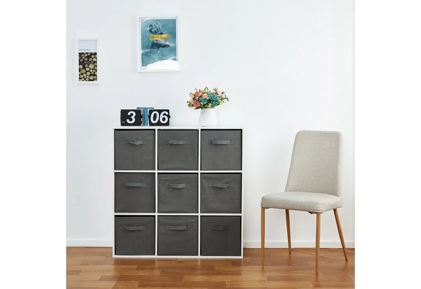 Mondeer 9er-Würfelregal mit Stoffboxen Weiß - Bild 5