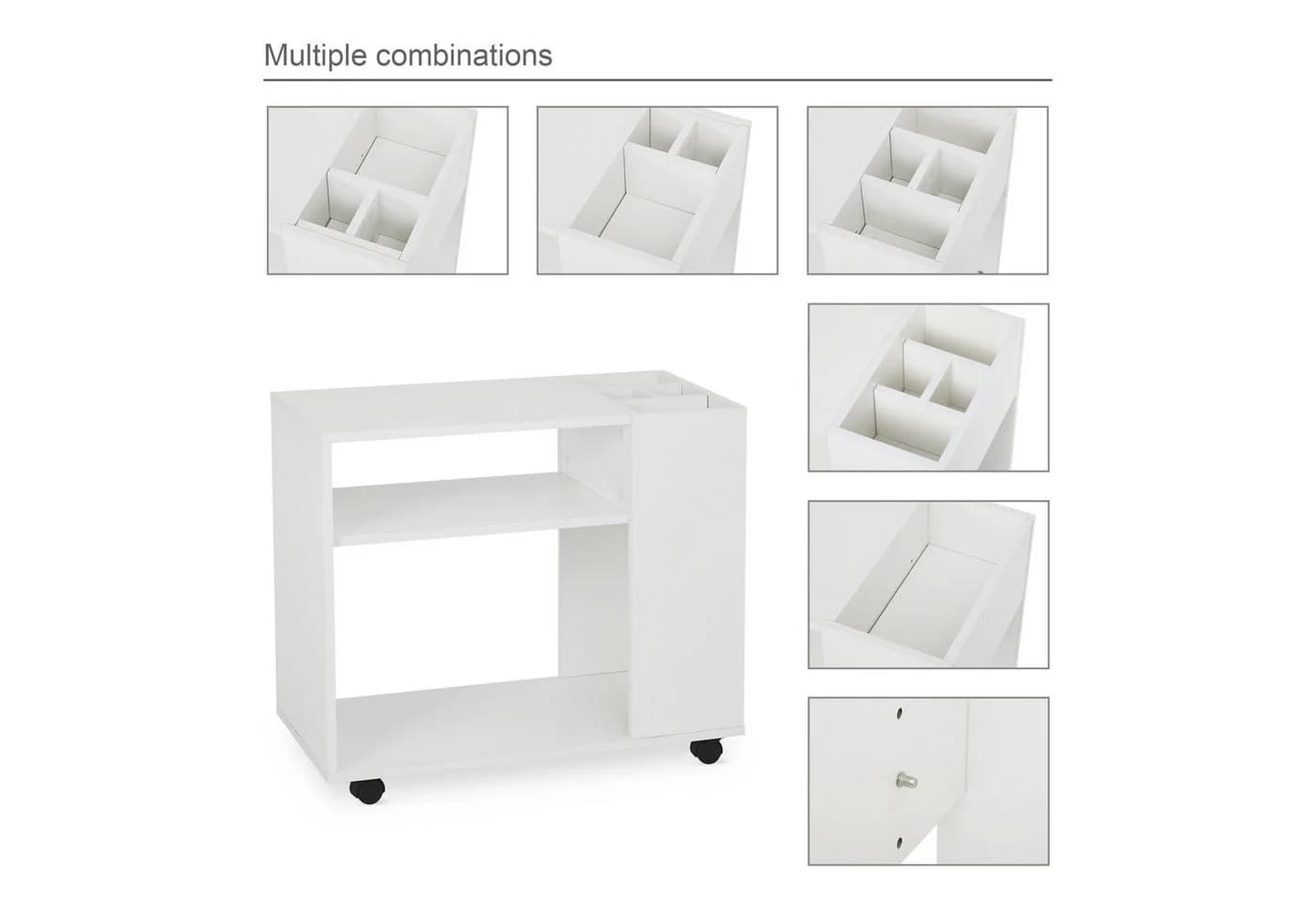 Mondeer Aktenschrank Mobiler Rollcontainer Weiß - Bild 5