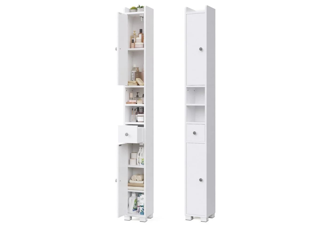 Mondeer Hochschrank Badschrank Weiß mit Schubladen - Bild 2