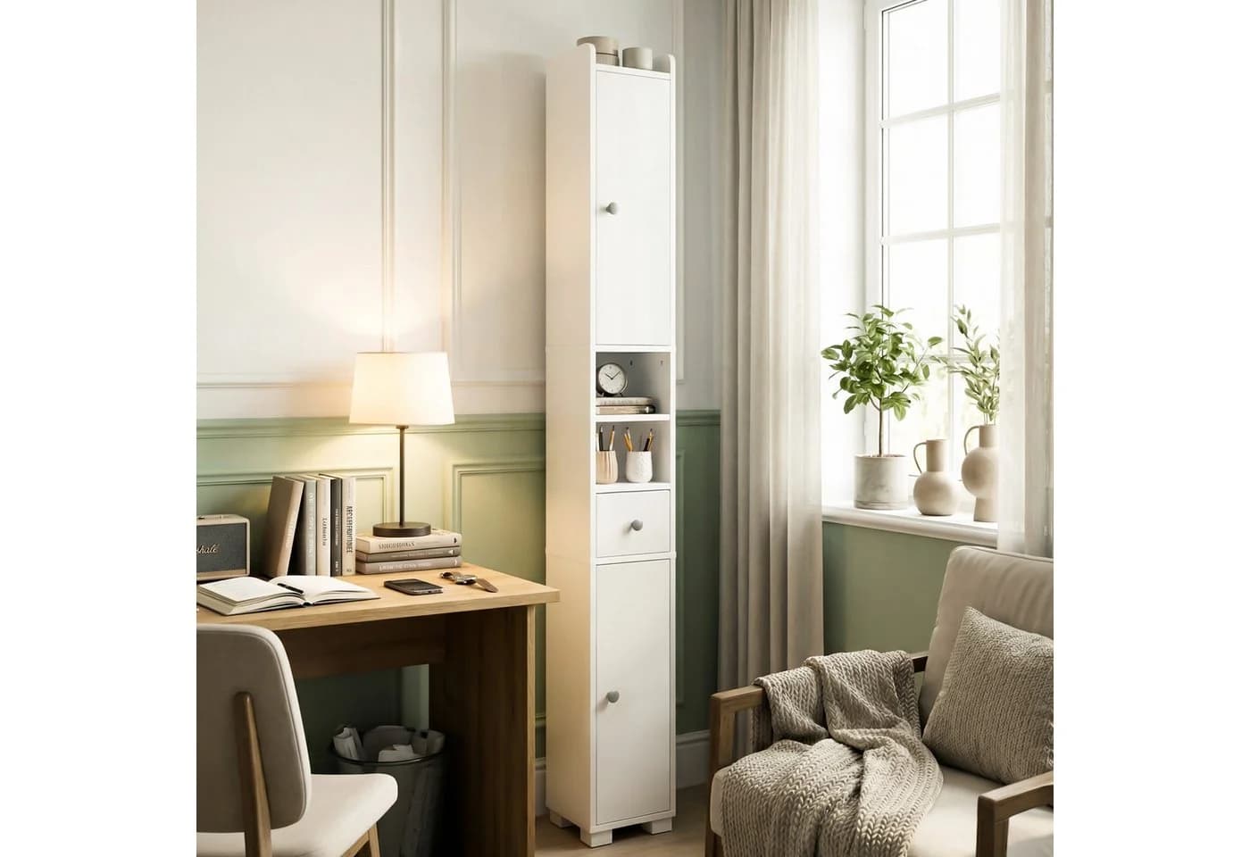 Mondeer Hochschrank Badschrank Weiß mit Schubladen - Bild 3