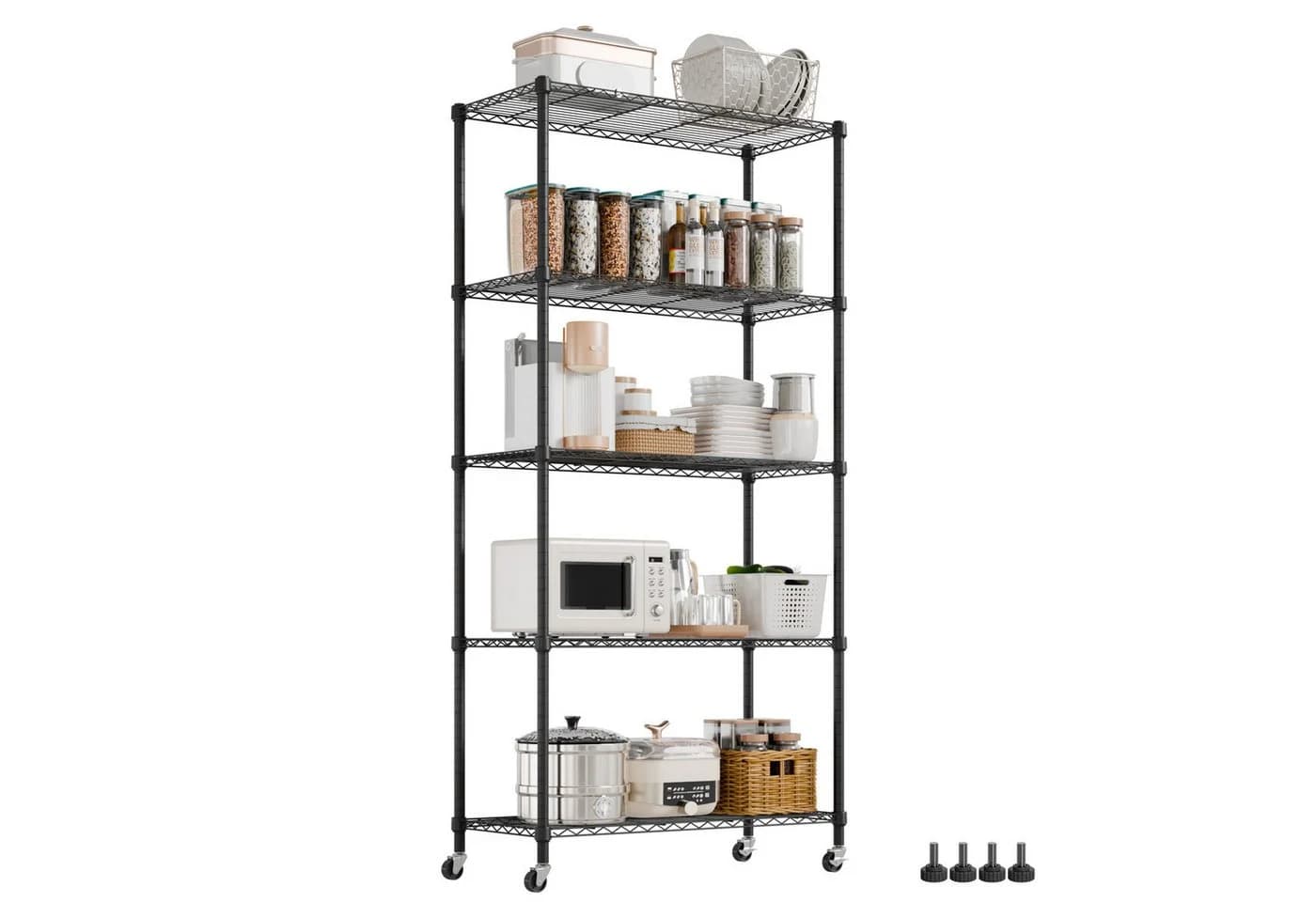 Mondeer 5-stufiges Metallregal mit Rollen und PP-Trennwand - Bild 4
