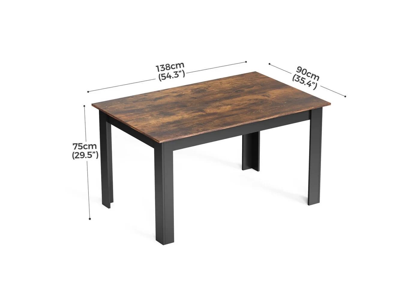 Mondeer Esstisch Modern Rechteckig Schwarz/Weiß/Grau Holzoptik - Bild 5