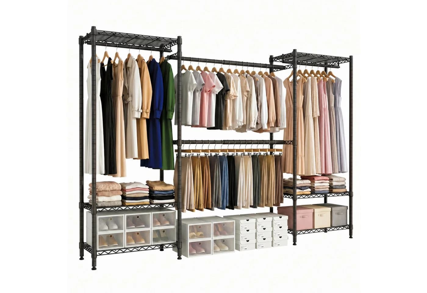 Mondeer Kleiderschrank Garderobenständer Schwarz Teleskopstangen - Bild 4