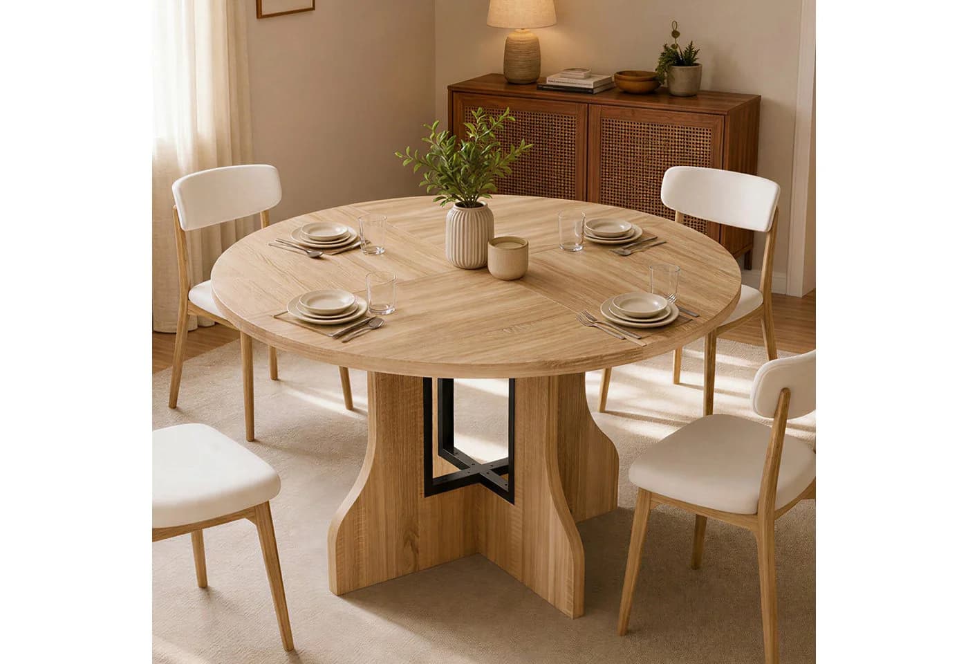 Mondeer Esstisch Rundtisch 120 cm Farmhouse Holzwerkstoff