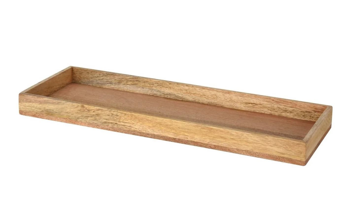 Spetebo Kerzentablett Mangoholz massiv eckig braun
