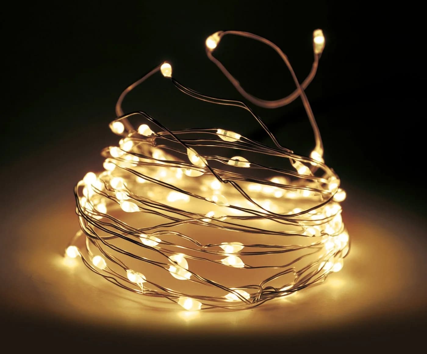 Spetebo LED-Lichterkette Draht 80 LED warm weiß