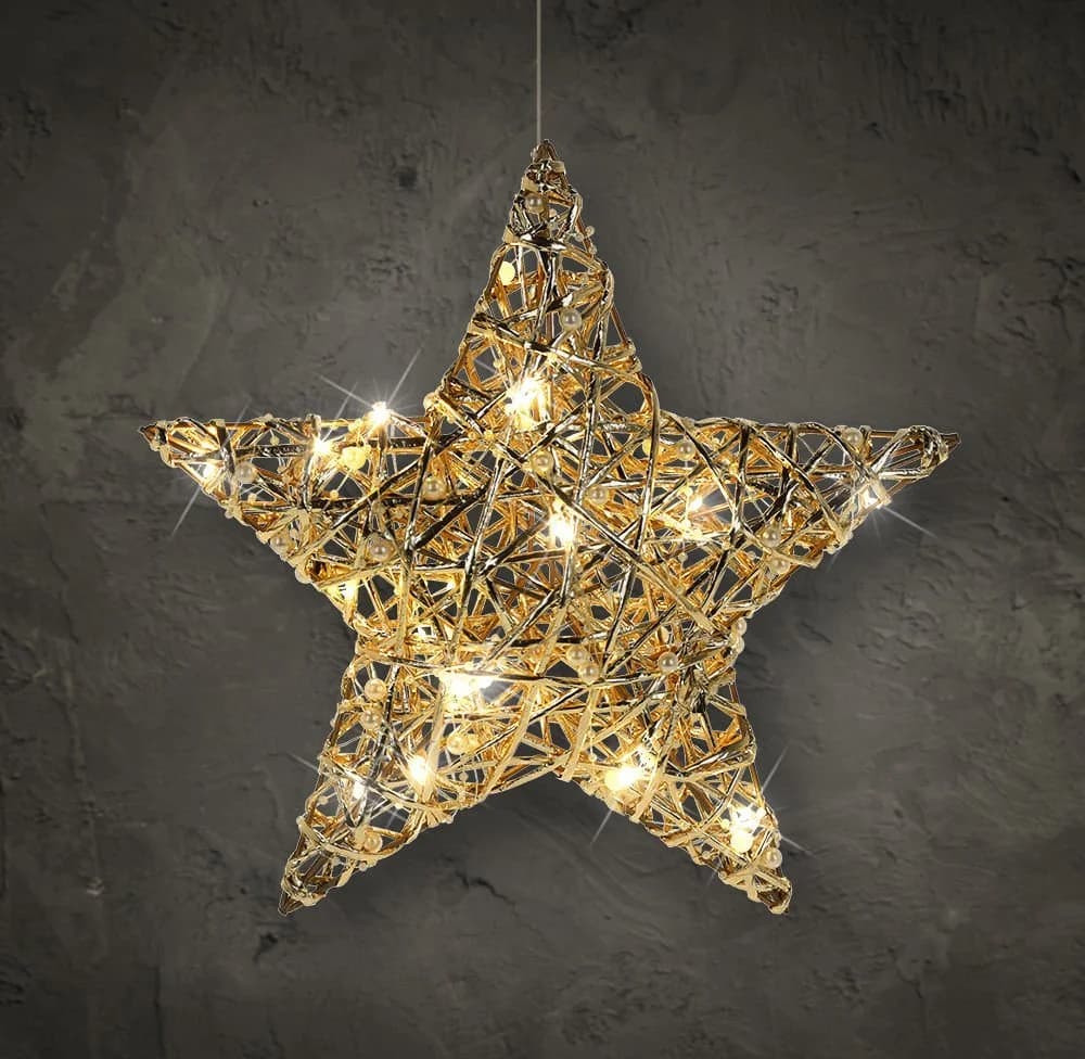 Spetebo LED Deko Stern Gold mit Timer - 30 cm