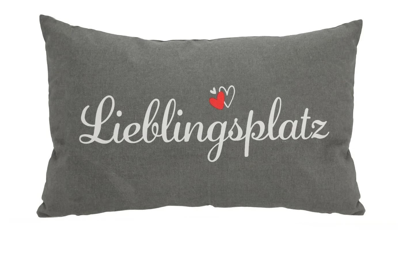 Spetebo Dekokissen Lieblingsplatz Grau mit Schriftzug - Bild 2