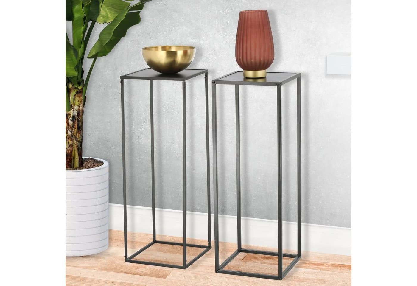 Spetebo Beistelltisch Metall 2er Set Anthrazit