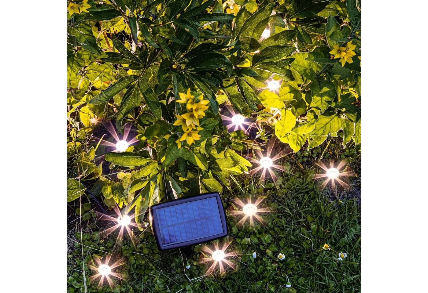 Spetebo LED Solar Pflanzenstrahler 10er Set Schwarz Warmweiß
