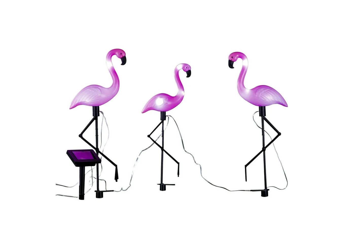 Spetebo Solar Gartenstecker Flamingo 3er Set LED pink - Bild 2