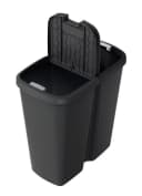 Spetebo Mülleimer Duo 45L Schwarz Kunststoff 2 Deckel Bild 1