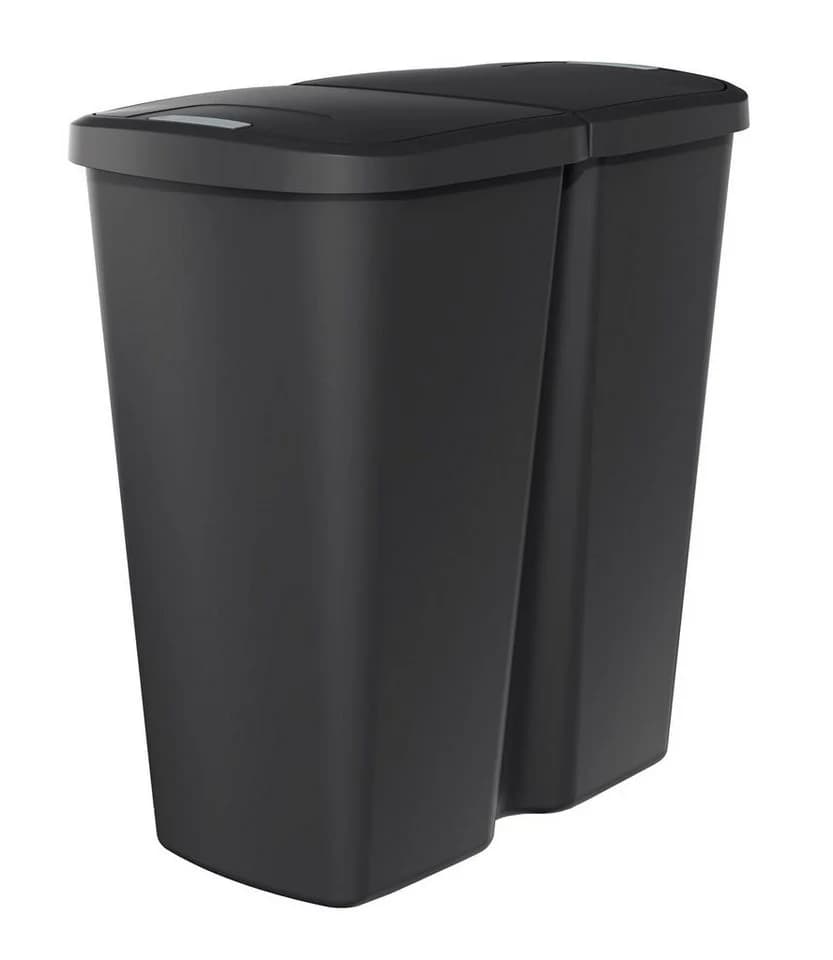 Spetebo Mülleimer Duo 45L Schwarz Kunststoff 2 Deckel - Bild 2