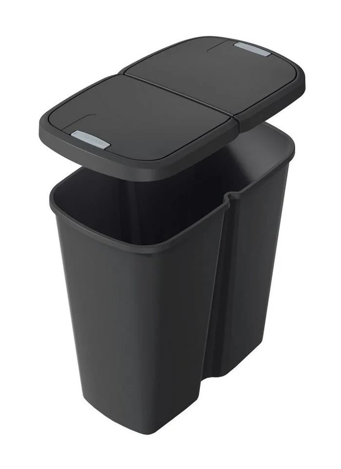 Spetebo Mülleimer Duo 45L Schwarz Kunststoff 2 Deckel - Bild 3