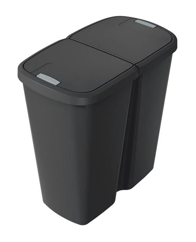 Spetebo Mülleimer Duo 45L Schwarz Kunststoff 2 Deckel - Bild 4