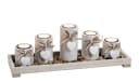 Spetebo Kerzentablett Teelichthalter Deko Set 7-teilig - shabby weiß Bild 2