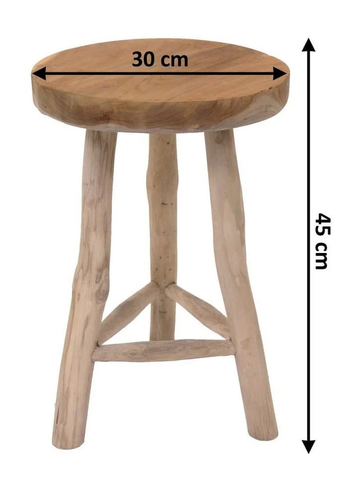 Spetebo Blumenhocker Teak 3 Beine Natur Massivholz