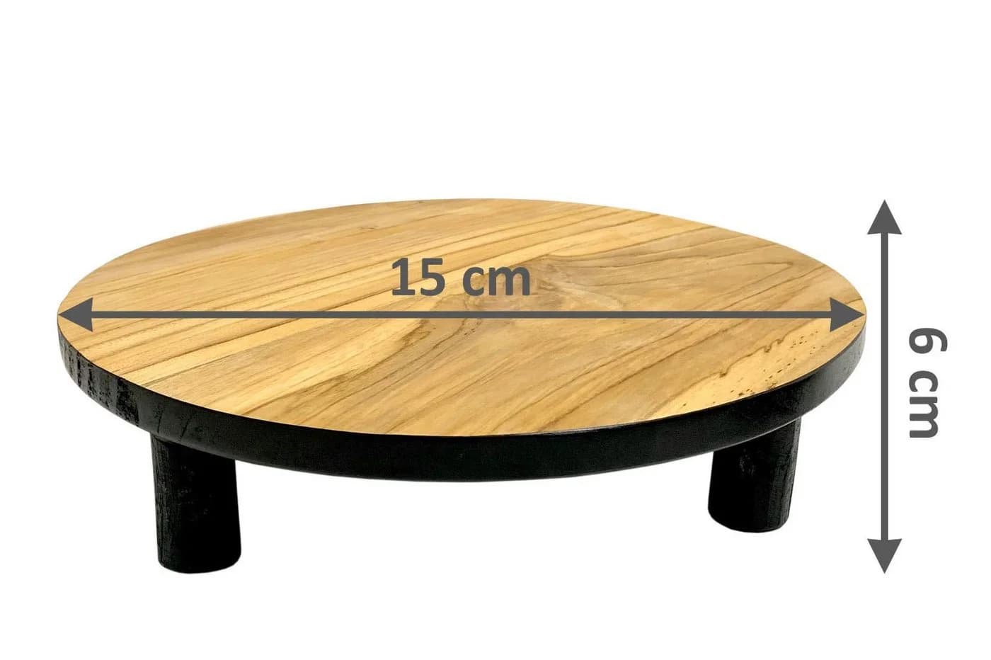 Spetebo Blumenhocker Teak Schwarz Mini Holz Pflanzenhocker