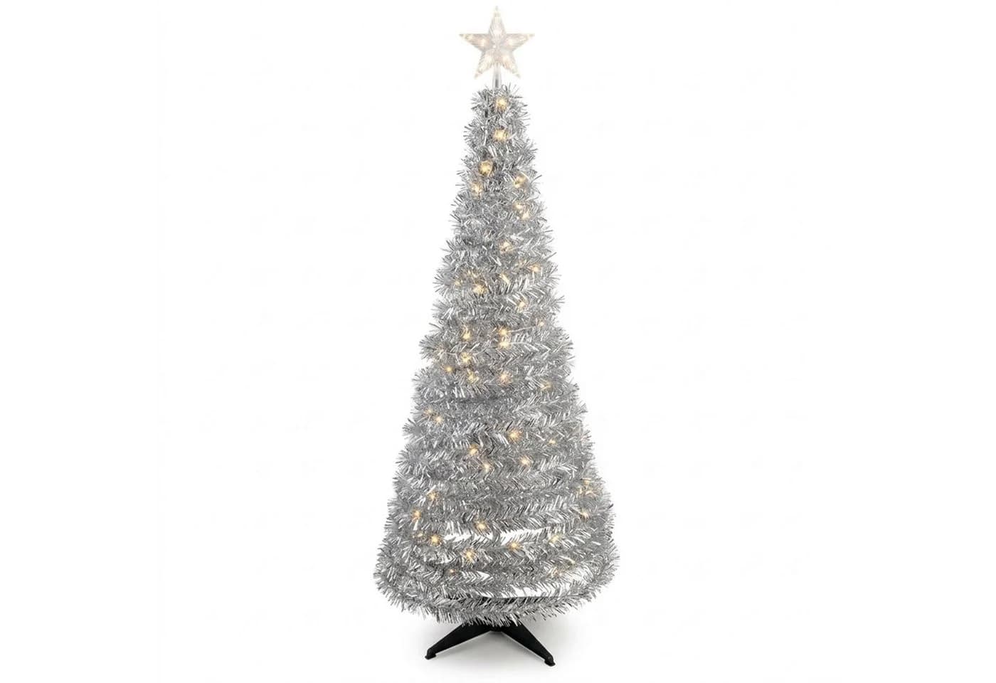 Spetebo Künstlicher Spiral-Weihnachtsbaum 150 cm Silber mit LED - Bild 2