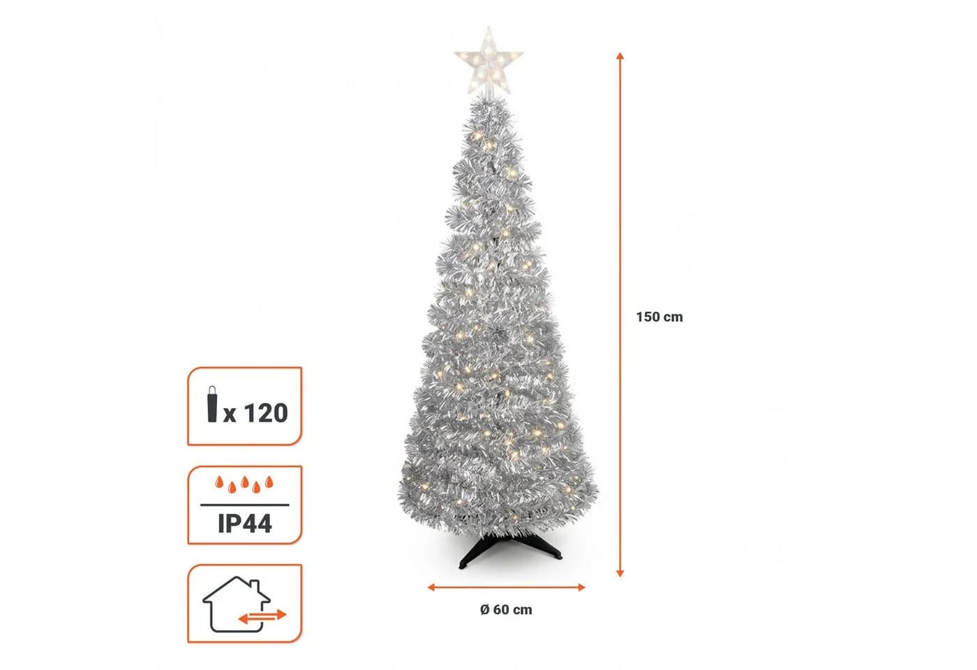 Spetebo Künstlicher Spiral-Weihnachtsbaum 150 cm Silber mit LED - Bild 3