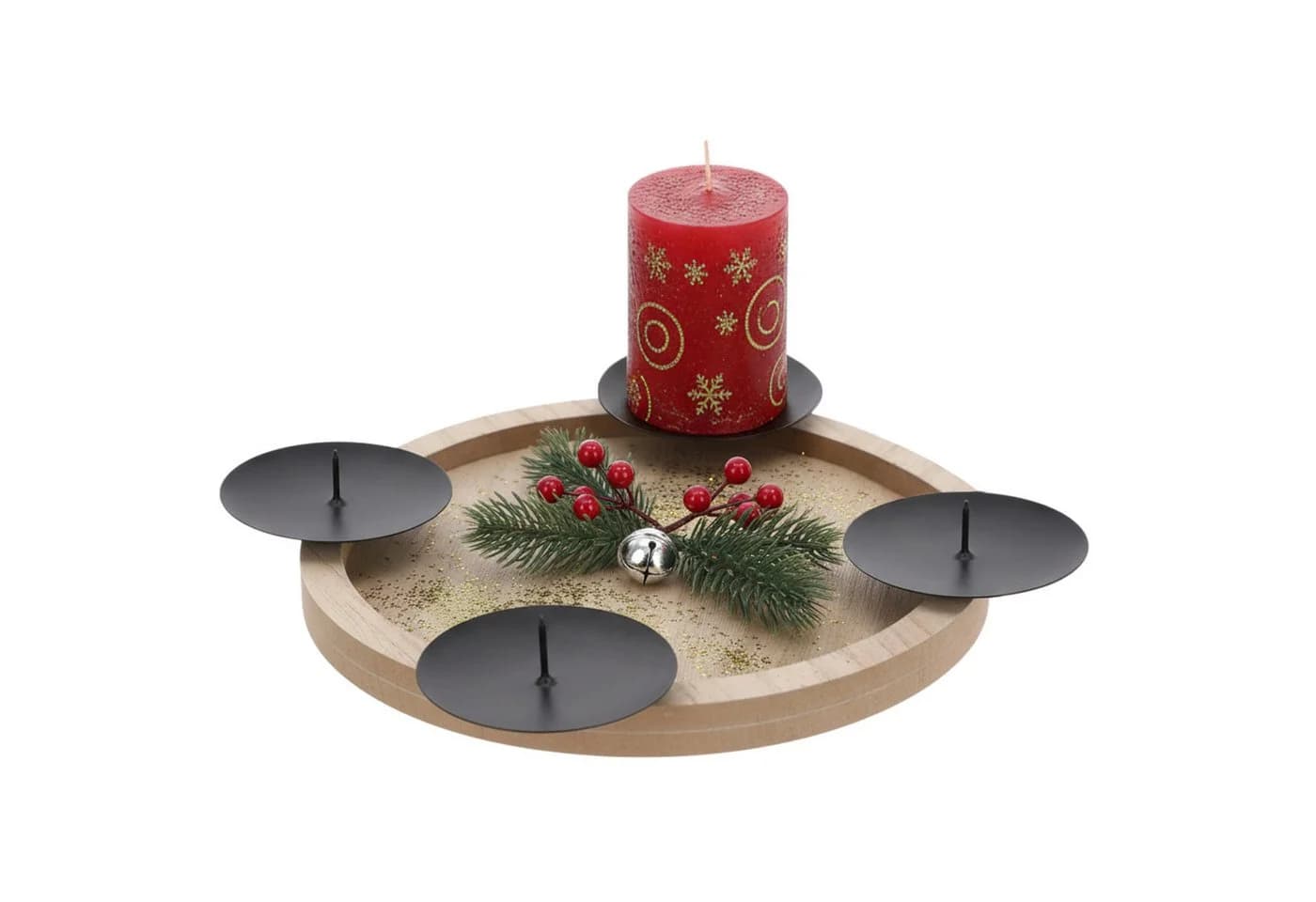 SPETEBO Adventskranz Holz 28 cm mit 4 Kerzentellern - Bild 2