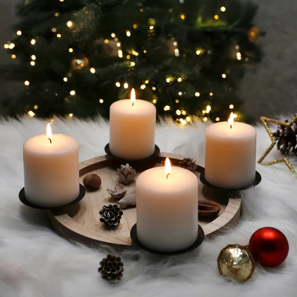 SPETEBO Adventskranz Holz 28 cm mit 4 Kerzentellern - Bild 5