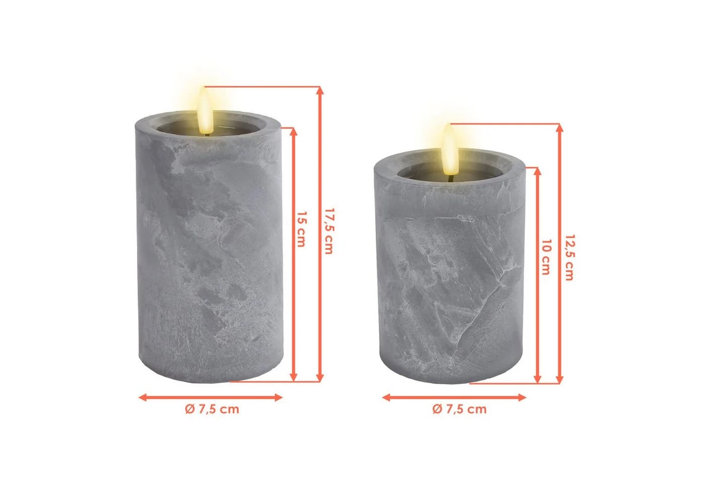 Spetebo LED Kerze in Beton Optik warm weiß mit Timer 2er Set