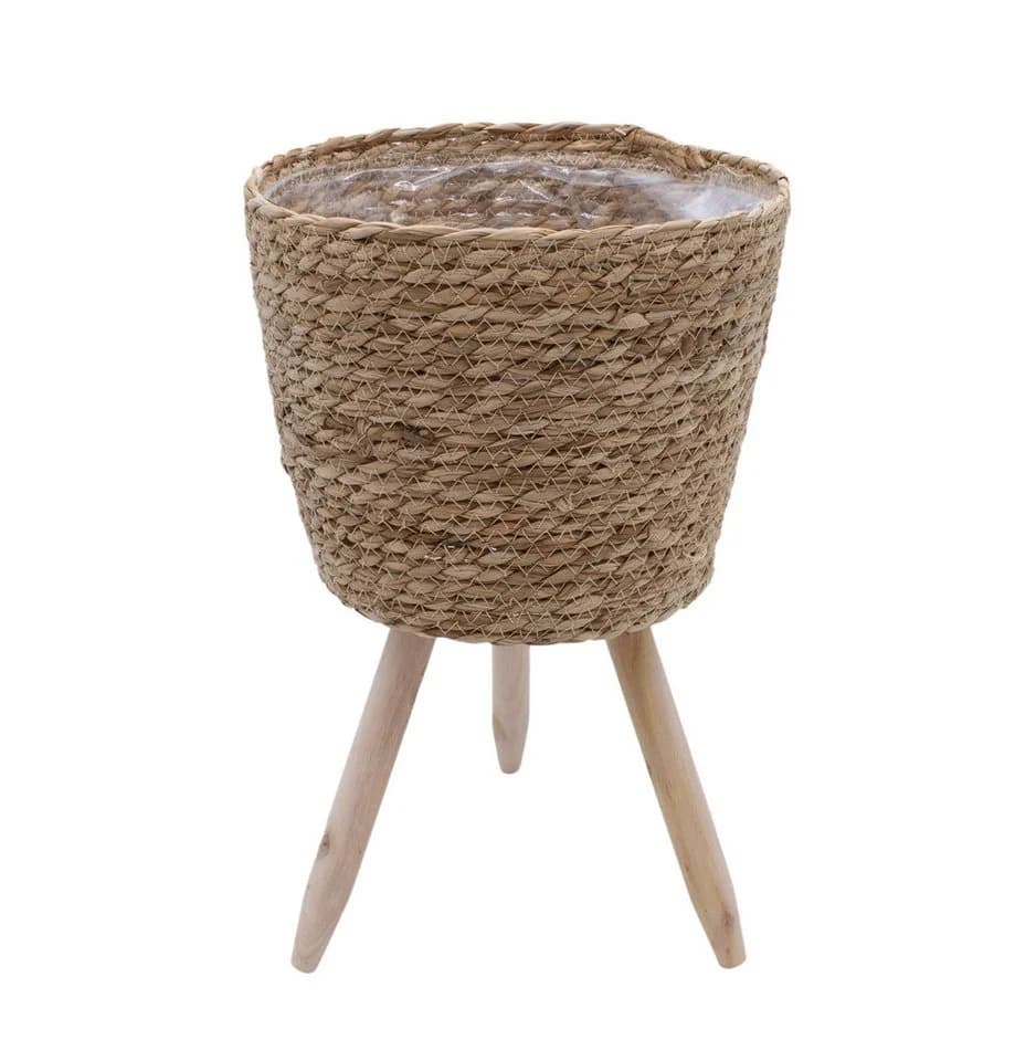 Spetebo Blumenständer aus Stroh mit Holzbeinen - Bild 2