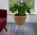 Spetebo Blumenständer aus Stroh mit Holzbeinen Bild 4