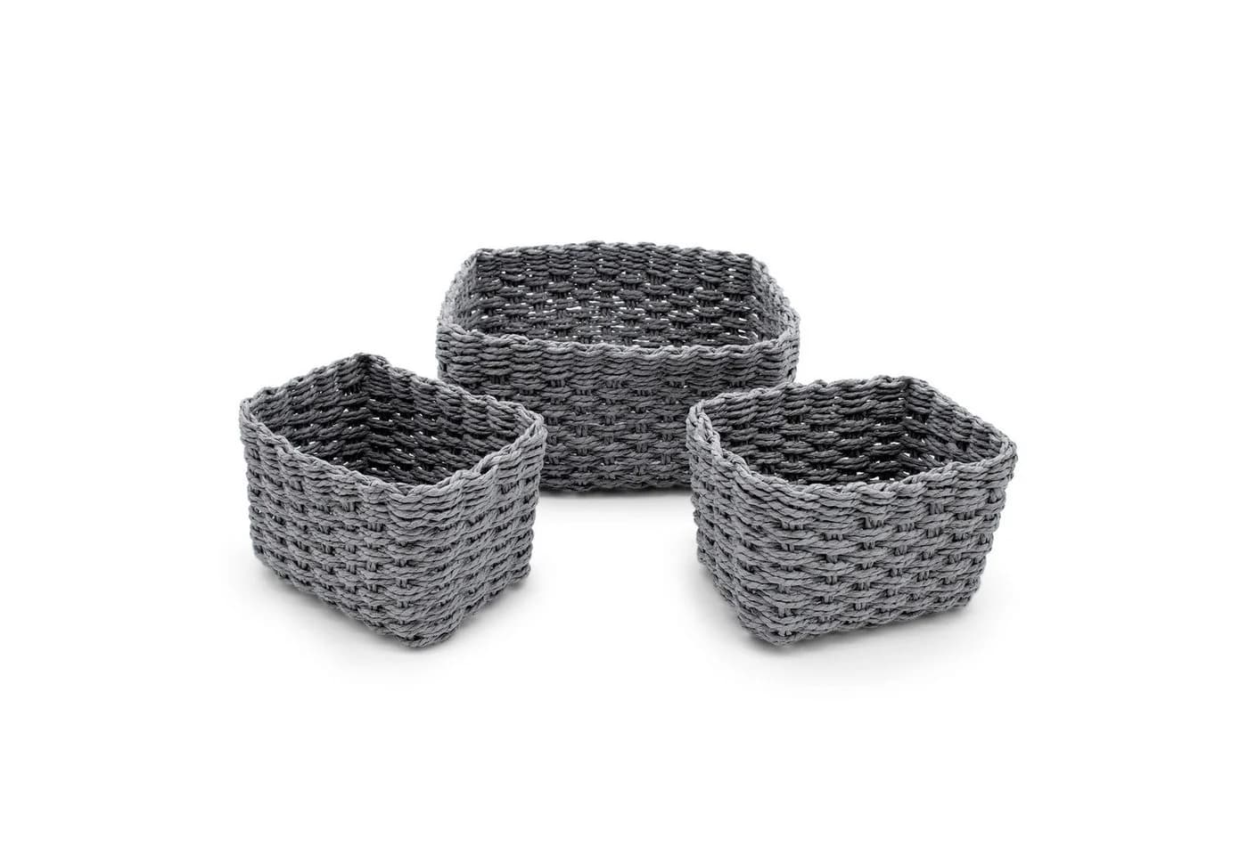 Spetebo Aufbewahrungskorb 3er Set Grau Papier-Rattan - Bild 2