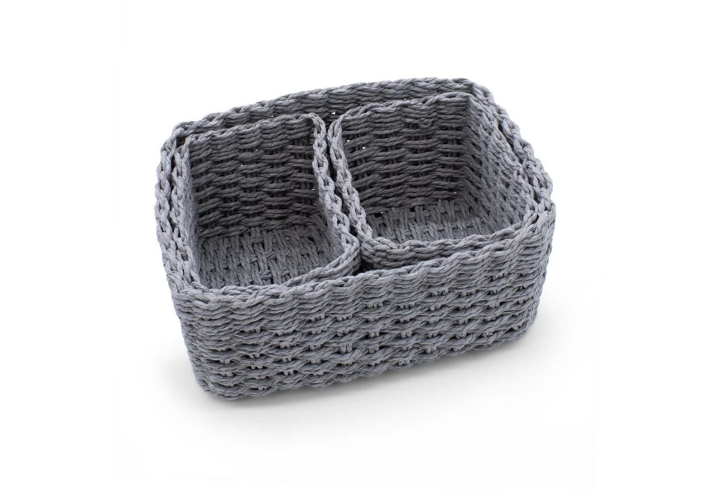 Spetebo Aufbewahrungskorb 3er Set Grau Papier-Rattan - Bild 3