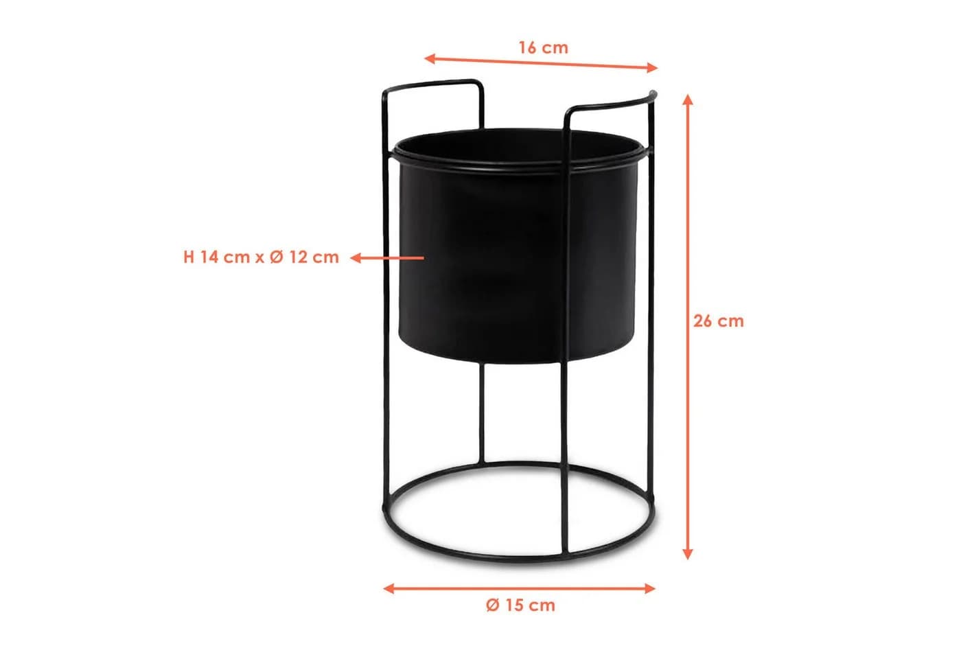 Spetebo Blumentopf Metall Schwarz mit Gestell