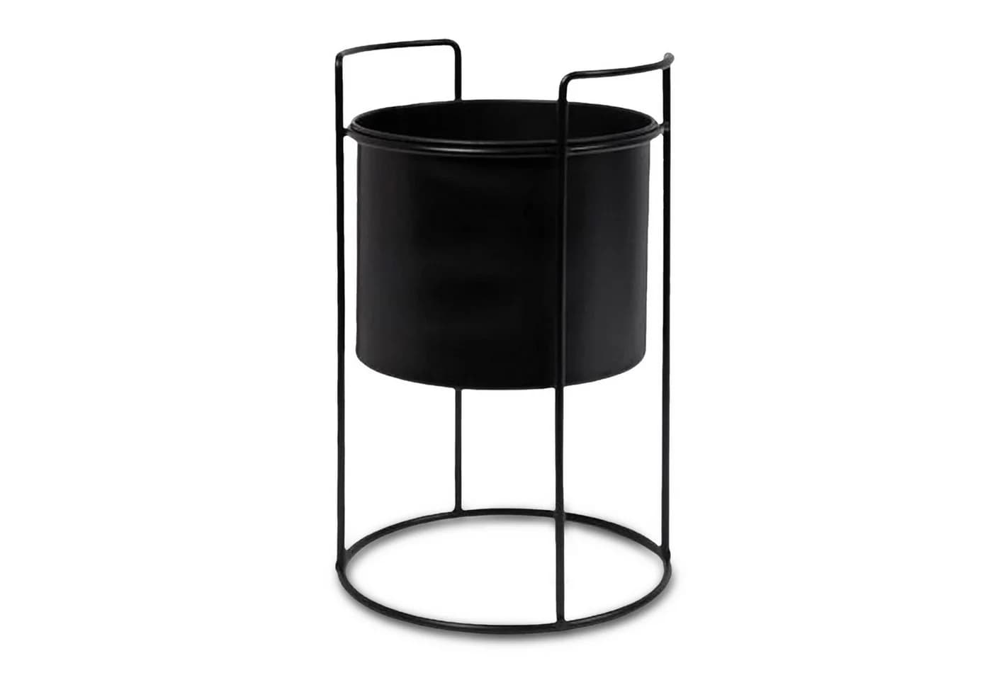 Spetebo Blumentopf Metall Schwarz mit Gestell - Bild 2