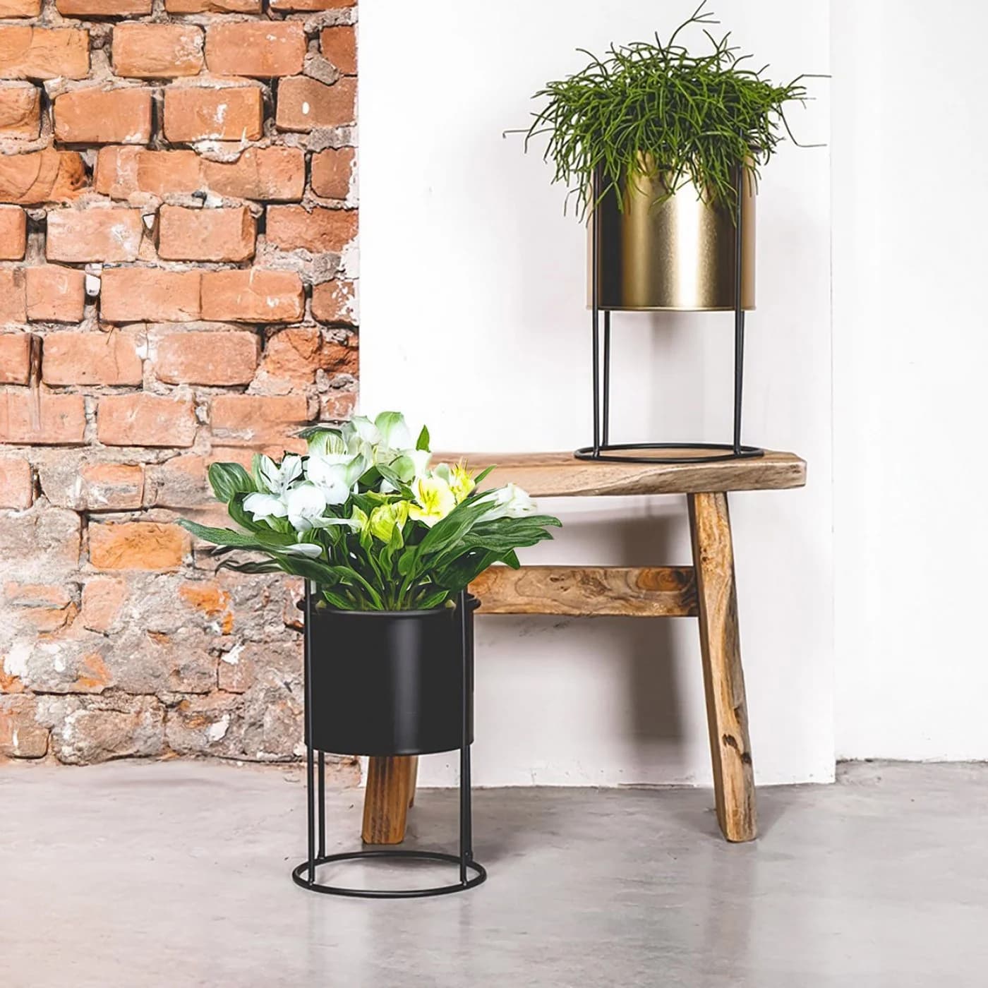 Spetebo Blumentopf Metall Schwarz mit Gestell - Bild 3