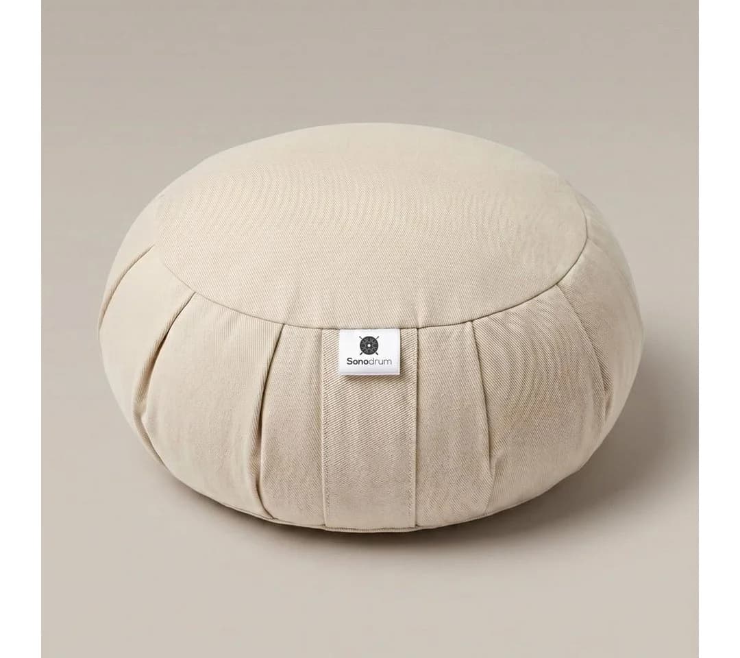 Sonodrum Meditationskissen Rund Zafu Buchweizenfüllung Beige - Bild 2