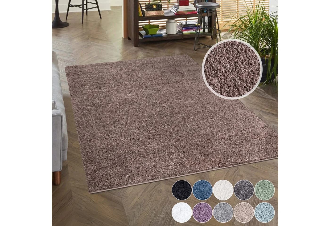 CARPET CITY City Shaggy Hochflor-Teppich Braun Uni - Bild 2