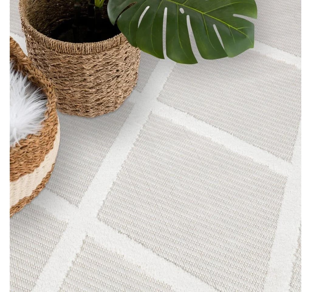 CARPET CITY In-& Outdoorteppich Santorini 457 Beige 3D-Effekt Raute-Look - Bild 5