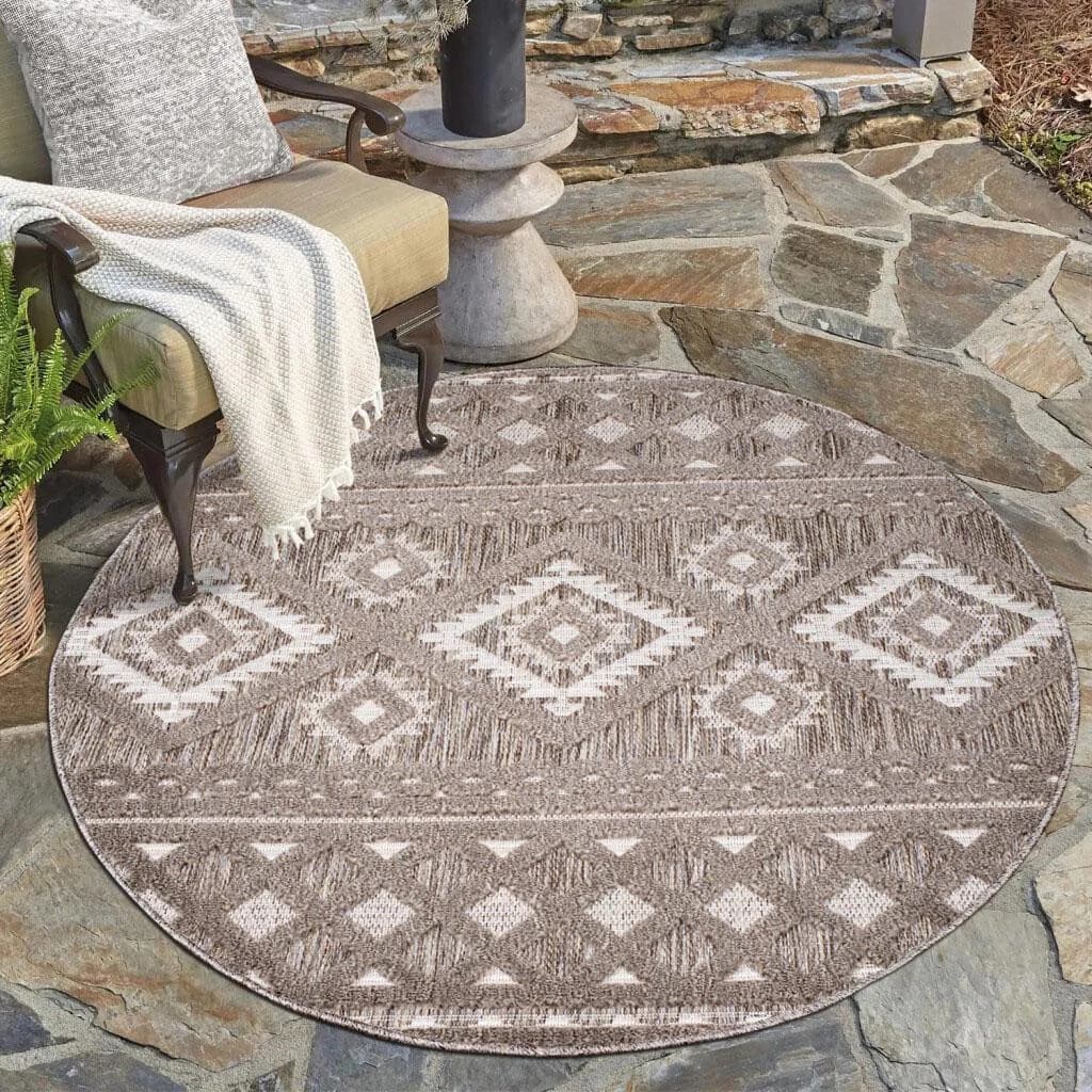 Carpet City In-& Outdoorteppich Santorini 435 3D-Effekt Boho-Look Braun