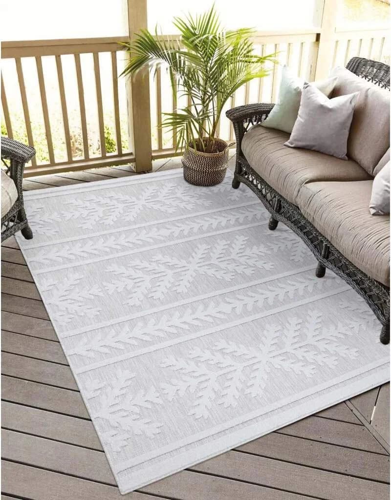 Carpet City In-& Outdoorteppich Santorini 411 Grau 3D-Effekt Boho